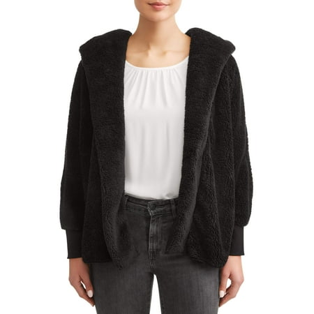 Women's Cozy Fuzzy Hoodie Open Front Jacket