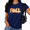 Navy Blue, variant on Cozymy Fall Vibes Pumpkin flower Cute Autumn Women's Crewneck Short Sleeve Graphic Tee