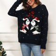 thumbnail image 3 of Women's Fashion Little Penguin Loose Long Sleeve Sweater Pullover Christmas Sweater for Fall and Winter, Cute and Cozy, Ideal as Christmas Sweaters for Women and Christmas Gifts,Dark Blue,Size M, 3 of 8