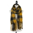thumbnail image 2 of StylesILove Women Fluffy Buffalo Check Tassel Cozy Scarf Winter Shawl Fashion Wrap, 3 Colors (Mustard), 2 of 3