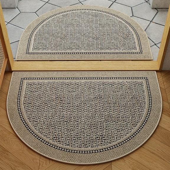 Indoor Door Mats for Entryway, Half Circle Cut-to-Size Dirt Trapper Door Mat, Bathroom Entrance Rug,Durable Non-Slip Rug for Office & Home, 23x15Inch