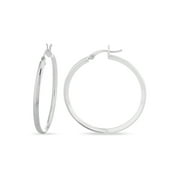 Brilliance Fine Jewelry Sterling Silver Triangle Tubing Round Hoop Earrings