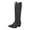 Black, variant on Rokment Sparkly Wide Calf Cowboy Boots for Women Glitter Sequin Hollow out Leather Pointed Toe Chunky Heel Knee High Western Cowgirl Tall Riding Boots