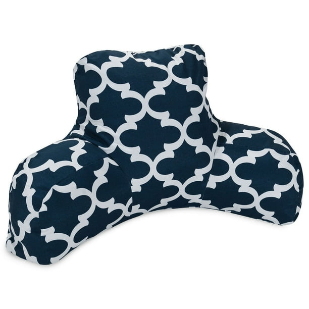 Majestic Home Goods Indoor Outdoor Navy Trellis Reading Pillow With Arms Backrest Back Support For Sitting 33 In L X 6 W 18 H Com Majestic Home Goods Indoor Outdoor Navy, Carter Arm Pillow