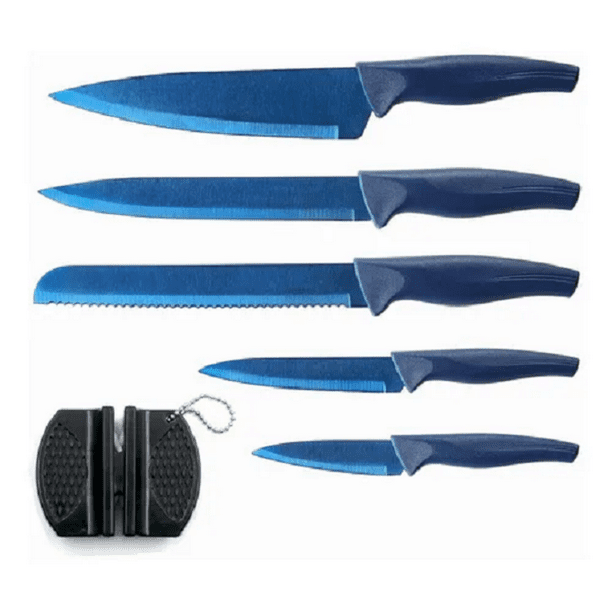 Juego De Cuchillos De Cocina Multifuncional,acero Inoxidable Azul Malubero Malu1315