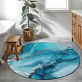 thumbnail image 5 of 3.3ft Washable Round Rug, Turquoise Marble Non-Slip Circle Area Rug for Entryway Bedroom, Abstract Marble Indoor Accent Floor Mat for Home Decor, 5 of 9