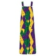 thumbnail image 7 of Moxiu Mardi Gras Jumpsuit for Women Sequin Printed Wide Leg Jumpsuit Overalls Dressy Adjustable Strappy Rompers with Pockets 2025 Multicolor,XXL, 7 of 7