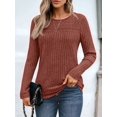 thumbnail image 5 of Women'S Lace Long Sleeve Shirt Fall Top Fashion Dreesy Casual Tunic Sweaters Mesh Clothes Caramel Color M, 5 of 8