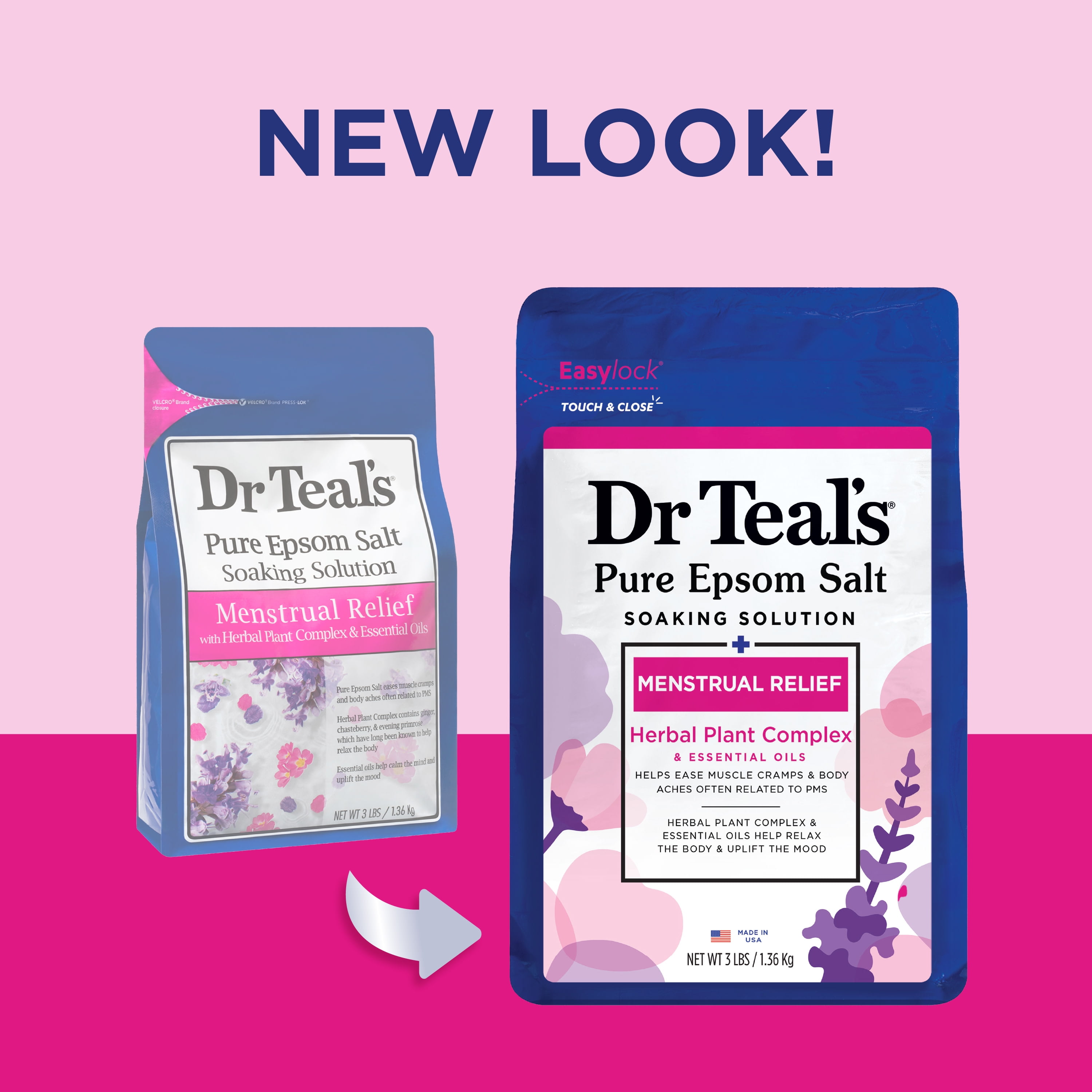 Dr Teal's Pure Epsom Salt Menstral Relief Soaking Solution, 3 lbs