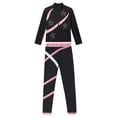thumbnail image 3 of TiaoBug Kids Girls Skating Gymnastics Workout Outfits Shiny Long Sleeve Sweatshirt with Leggings Pants Suit Pink 12, 3 of 5