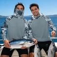 thumbnail image 7 of SEANATIVE Men's UV Protection Fishing Hoodie with Face Mask, Full Coverage Sun Guard Tops Lightweight Fishing Shirt for Running Workout Travel, 2XL, Camouflage Gray, 7 of 7