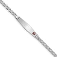 thumbnail image 1 of Bracelet Médical 14K WG Forme Diamant Rouge Émail Plat Maillons 7 Pouces, 1 of 3