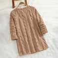 thumbnail image 4 of Women's Fleece Sherpa Tops Long Sleeve Fuzzy Warm Tunic Tops with 2 Pockets Lounge Loose Home Pajamas Winter Outfits (XL, Brown), 4 of 7
