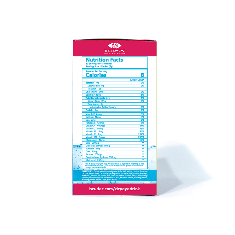The Dry Eye Drink Hyper-Hydration Mixed Berries Electrolyte + Vitamin Mixture Packs 20 - 5 g Packs