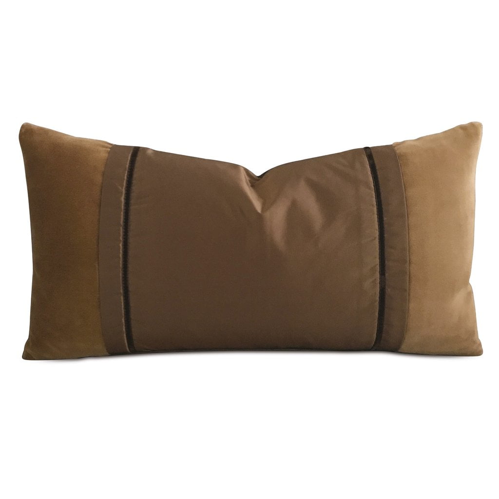 Plankroad Home Decor Contemporary Lumbar Camel Velvet Silk Color Block