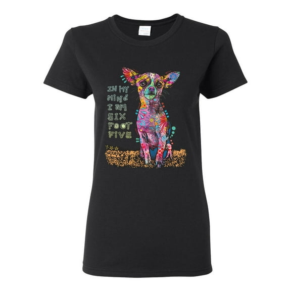 Dean Russo In My Mind Dog Lover Womens Graphic T-Shirt, Black, Medium