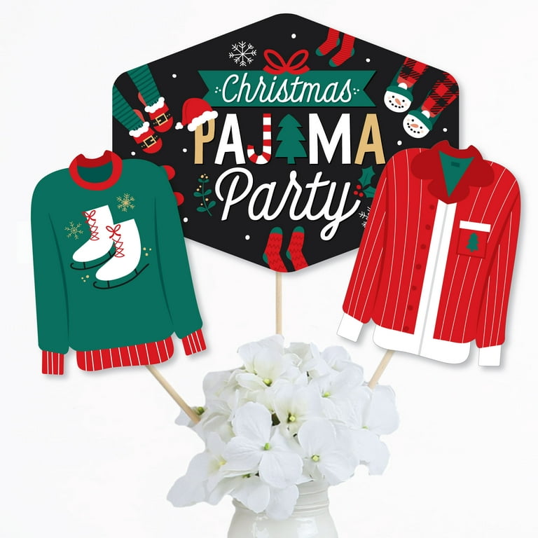 Big Dot Of Happiness Christmas Pajamas - Holiday Plaid Pj Party Centerpiece  Sticks - Table Toppers - Set Of 15 : Target