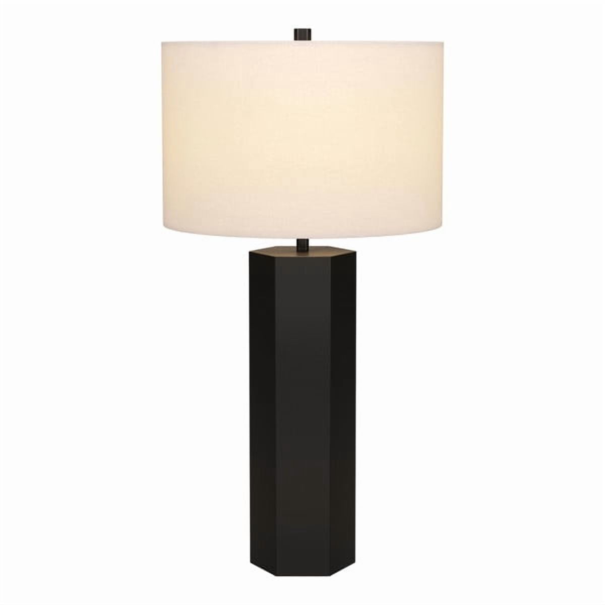 Warren 27.25" Tall Table Lamp with Fabric Shade in Blackened Bronze/White
