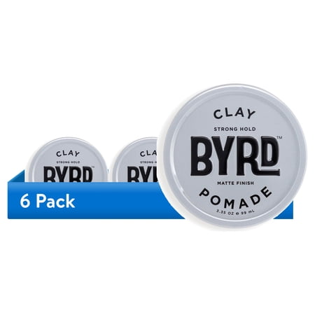 (6 pack) BYRD Clay Pomade Strong Hold Ultra-Matte Finish For All Hair Types 3.35oz