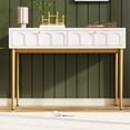 thumbnail image 2 of Cream white finish | Double - drawer dressing table for multiple rooms | Organize items and enhance living quality, 2 of 5