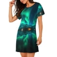 thumbnail image 2 of Easygdp Northern Lights Camisón de manga corta para mujer, informal, estampado, 2 of 6