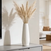 Modern 12-Inch Tall White Ceramic Vase for Pampas Grass, Floral Arrangements, and Elegant Home Decor