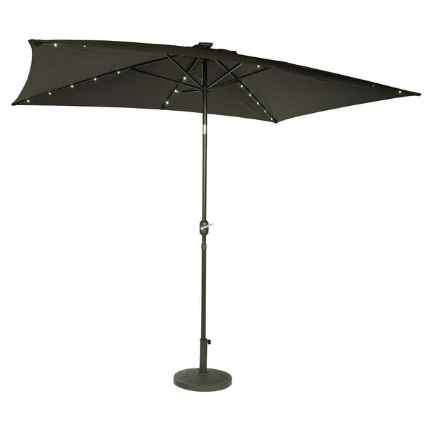 Rectangular Solar Powered LED Lighted Patio Umbrella, 10' x 6.5