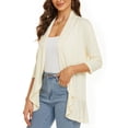 thumbnail image 4 of Autumn New Solid Cardigan Coat - 3/4 Sleeve Ruffle Top, 4 of 5