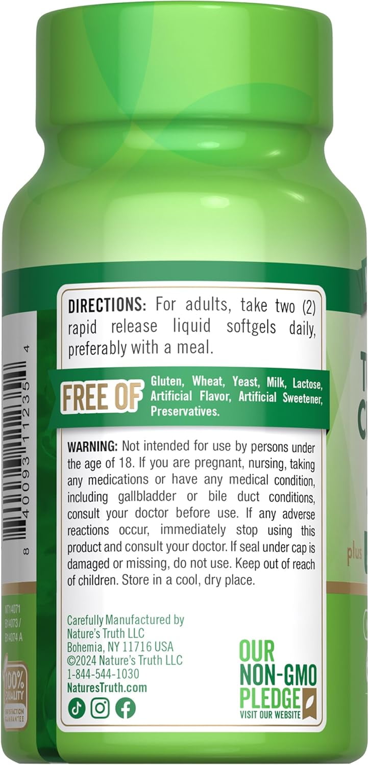 Turmeric Curcumin 1600mg | 60 Softgels | Non-GMO, Gluten Free Supplement | by Nature's Truth
