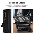 thumbnail image 4 of ShellTech for Samsung Galaxy Z Fold 7 Leather Hard PC Plating Case with Pen Holder & Slim Stylus, with Kickstand, Hinge Protection, Screen Protector, Retro Leather Protective Cover,Black, 4 of 7