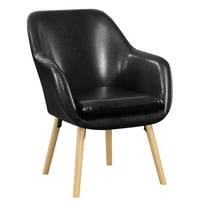 Pemberly Row Modern Accent Chair in Black Faux Leather Finish