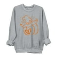 thumbnail image 2 of Ounisa Halloween Thanksgiving Crewneck Sweatshirts for Women Spooky Bat Ghost Pumpkin Printed Sweatshirt Oversized Crewneck Long Sleeve Pullover, 2 of 3