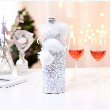 

〖Roliyen〗Holiday Decor Christmas Decoration Wine Set Plush Beam Wine Set Santa Wine Bag