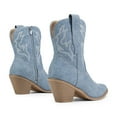 thumbnail image 3 of Women's Western Ankle Booties - Pointed Toe Cowgirl Boots with Low Heel Comfortable Pull-On Design for Casual Wear, 3 of 5