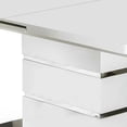 thumbnail image 5 of Benjara Extendable Dining Table with Metal Base- White and Silver, 5 of 6