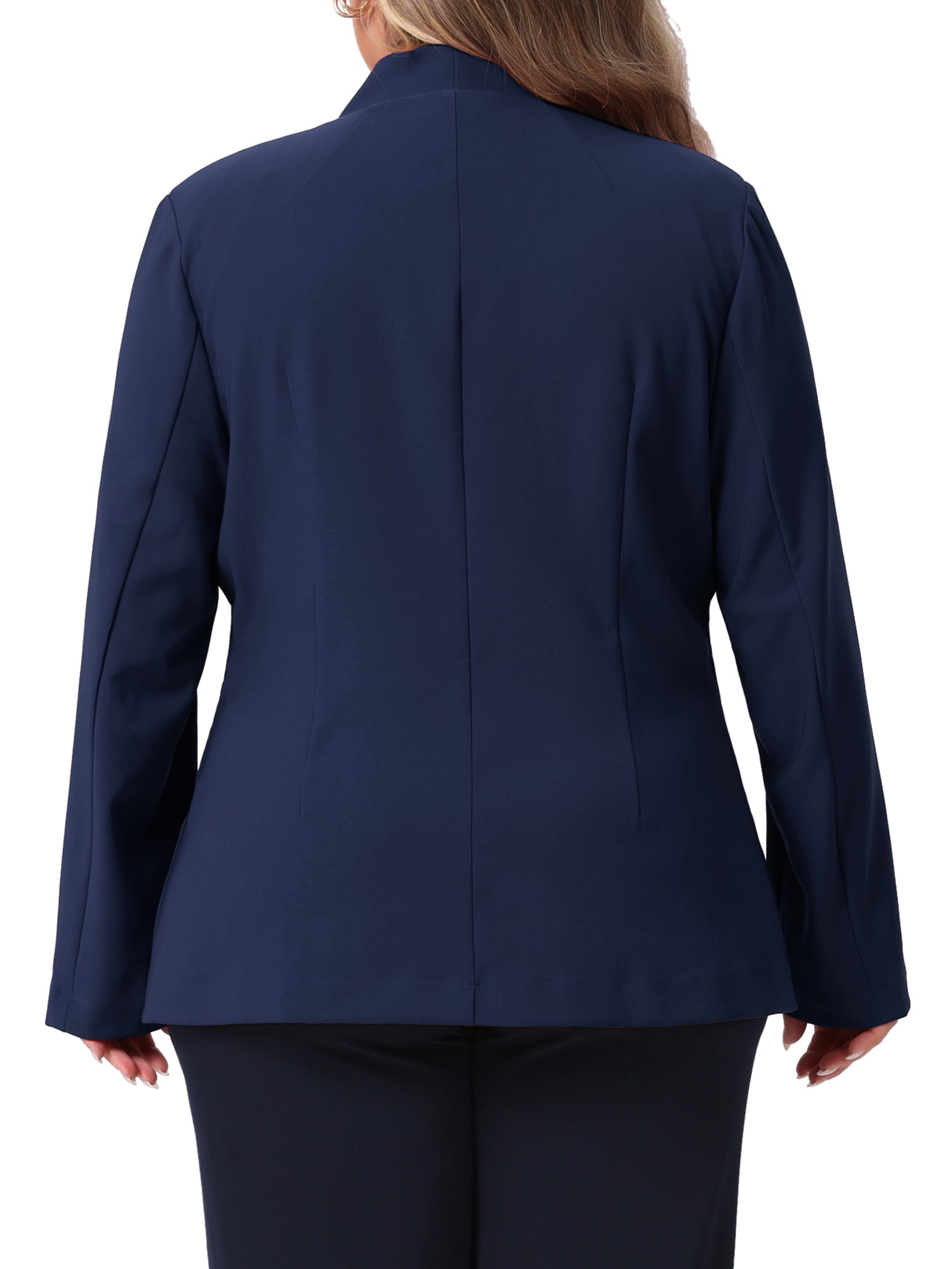 DARING DIVA Women's Plus Blazer Business Open Front Work Office Jacket 4X Navy Blue