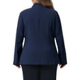 thumbnail image 4 of DARING DIVA Women's Plus Blazer Business Open Front Work Office Jacket Navy Blue 1X, 4 of 5
