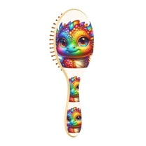 JSTEL Cute Rainbow Baby Dragon Hair Brush for Women Men Natural Wood Detangler Brushes for All Hair Types Hairbrush for Wet & Dry