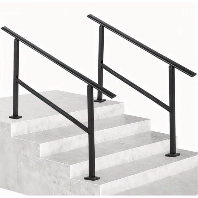 YUSAZENS 2 Pack 4 Step Composite Stair Handrail, Rustproof Outdoor Step Railing for Garden Porch Deck Stairway Protection