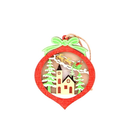 

Gyedtr Spring Home Decor Christmas Tree Pendants Wooden Colored Luminous Small Tree Ornaments