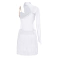 thumbnail image 2 of HULIJA Women's Lyrical Dance Dress One Shoulder Asymmetrical Fringed Dress Ivory M, 2 of 3