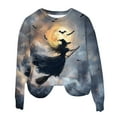 thumbnail image 5 of VKOYWKM Womens Sweatshirts Halloween Crewneck Sweatshirts Witch Graphic Pullover Vintage Spooky Print Long Sleeve Fall Sweatshirt, 5 of 6