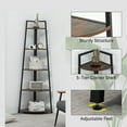 LZBEITEM Corner Shelf, 5Tier Corner Bookshelf w/ Metal Frame, Ladder