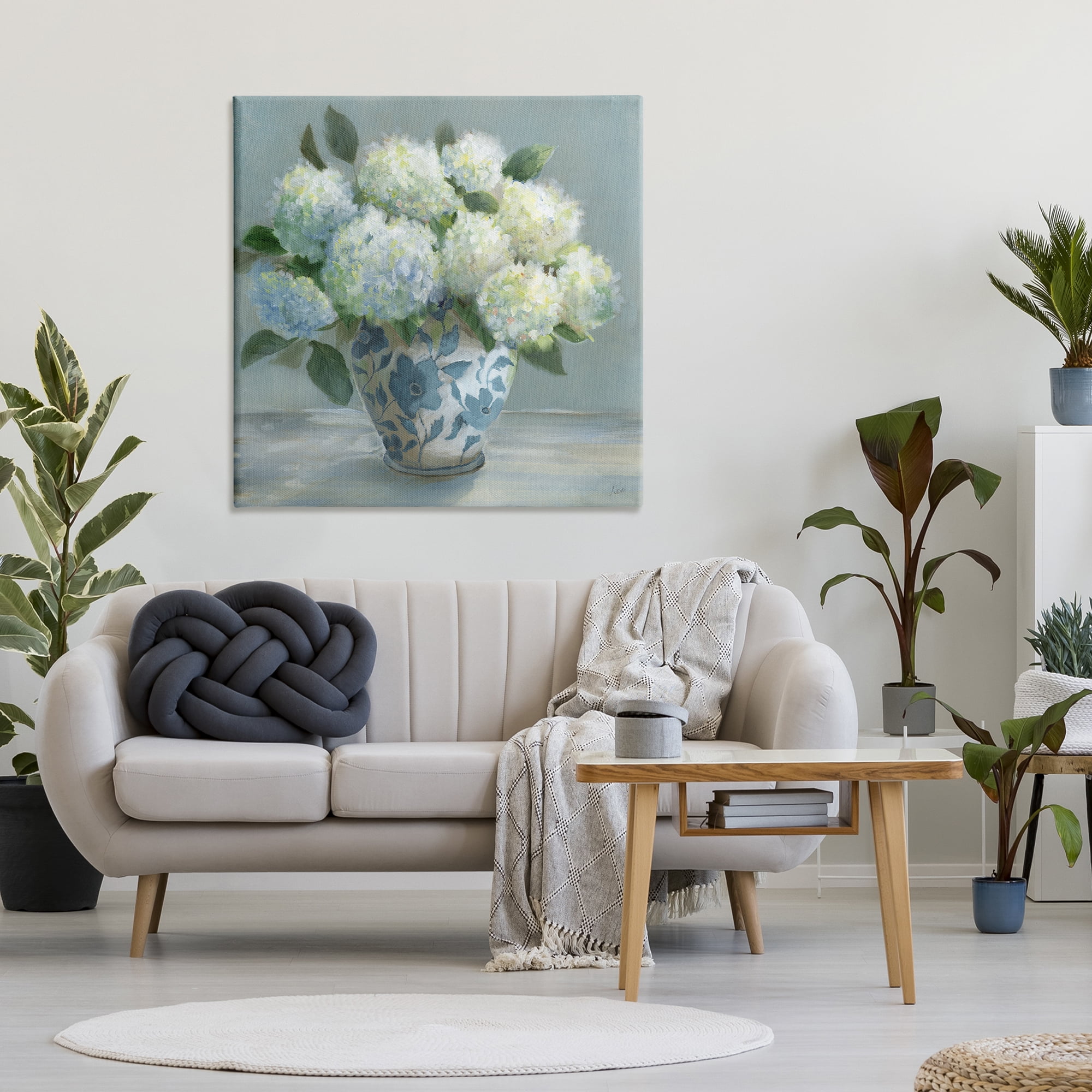 Stupell Industries Hydrangeas in Elegant Vase Canvas Wall Art, design by Nan