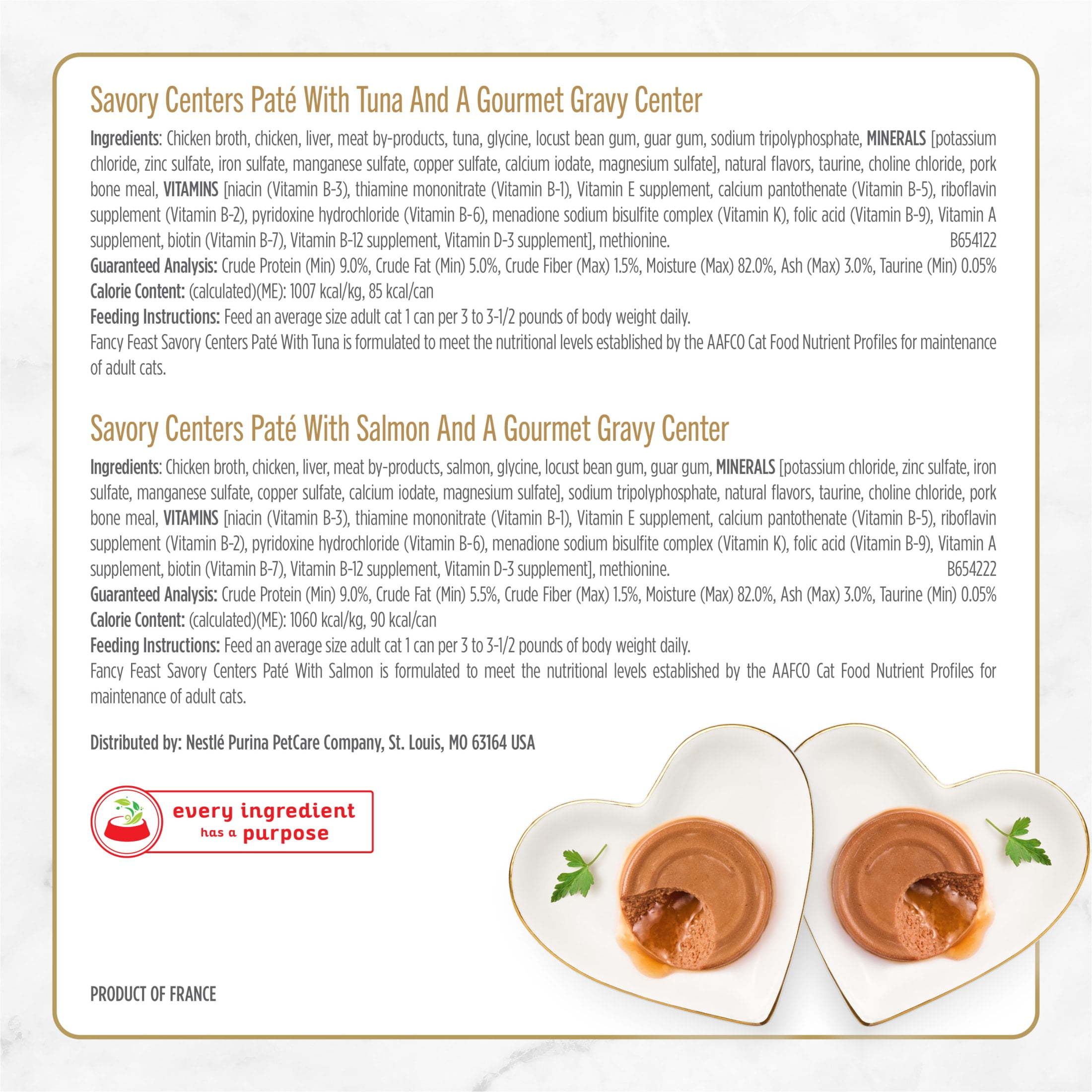 (2 pack) Purina Fancy Feast Savory Centers Wet Cat Food Pate Variety Pack With Chicken, Salmon, Beef, and Tuna Pate with Gravy Center, 3 oz Cans