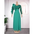 thumbnail image 3 of Generic Brand Womens Sequin Chiffon Floral Maxi Dress High Waist A Line Round Neck 3 4 Sleeve Plus Size, 3 of 4