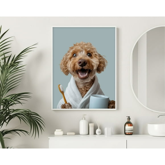 MoritanX Custom Pet Portrait Bathroom Poster, Dog Portrait, Pet Owner Gift, Pet Home Decor, Personalized Pet Poster, Bathroom Pet Portrait