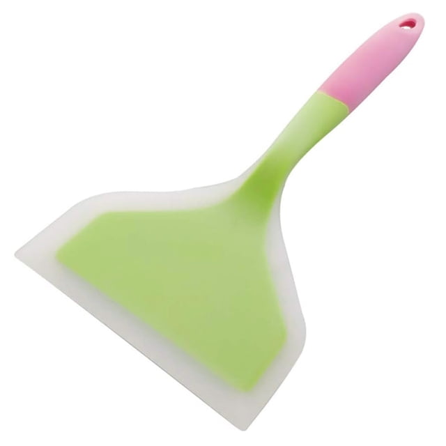 Non-Stick Silicone Spatula - Heat-Resistant Wide Omelette & Pizza Turner (Pink & Green)