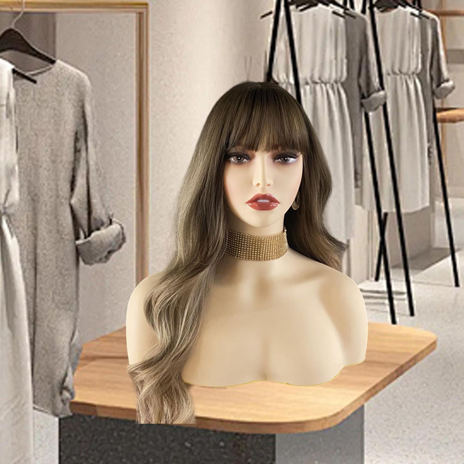 FITYLE Female Mannequin Head Manikin Head Bust PVC with Makeup Showing Stand Holder for Earrings Home Salon Showcase Display