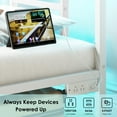 thumbnail image 3 of Fairy Twin Bed Frame with Charging Station, Metal Platform Bed with LED Lights, White, 3 of 8
